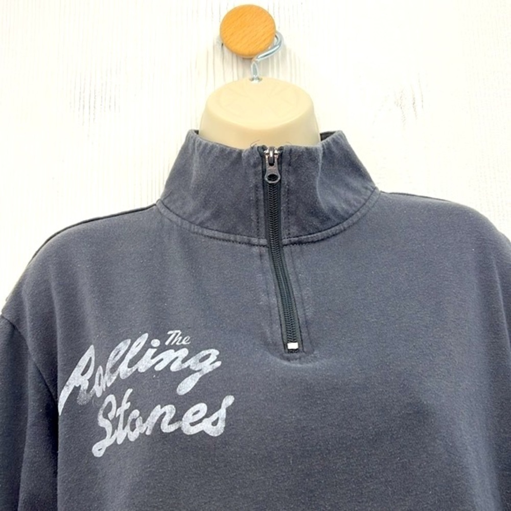 The Rolling Stones - Gray Zip Up Rolling Stones Checkered Tongue Crop Pullover S - Picture 6 of 10